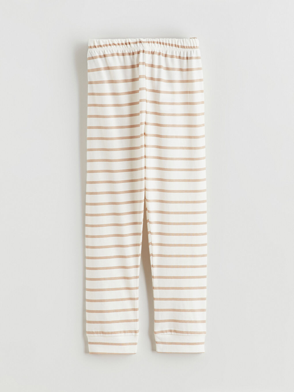 Ekru Bisiklet Yaka Çizgili Erkek Bebek Pijama Takımı-5