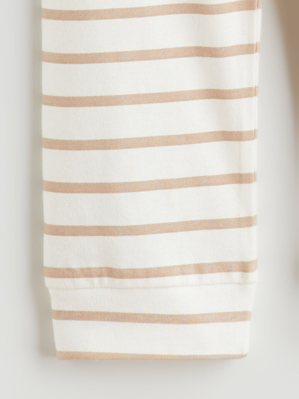 Ekru Bisiklet Yaka Çizgili Erkek Bebek Pijama Takımı-6