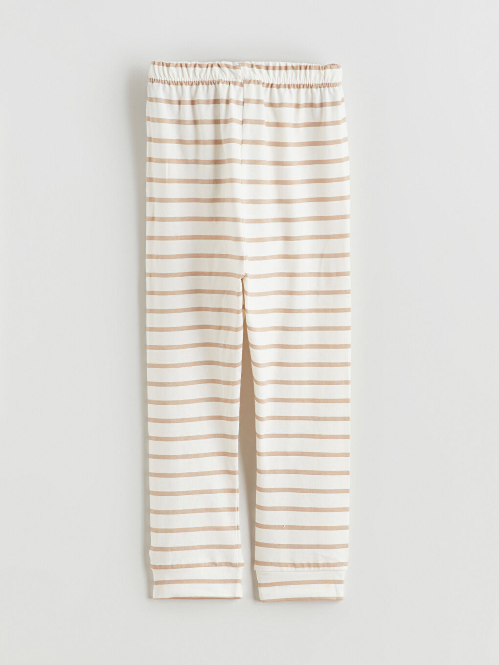 Ekru Bisiklet Yaka Çizgili Erkek Bebek Pijama Takımı-7