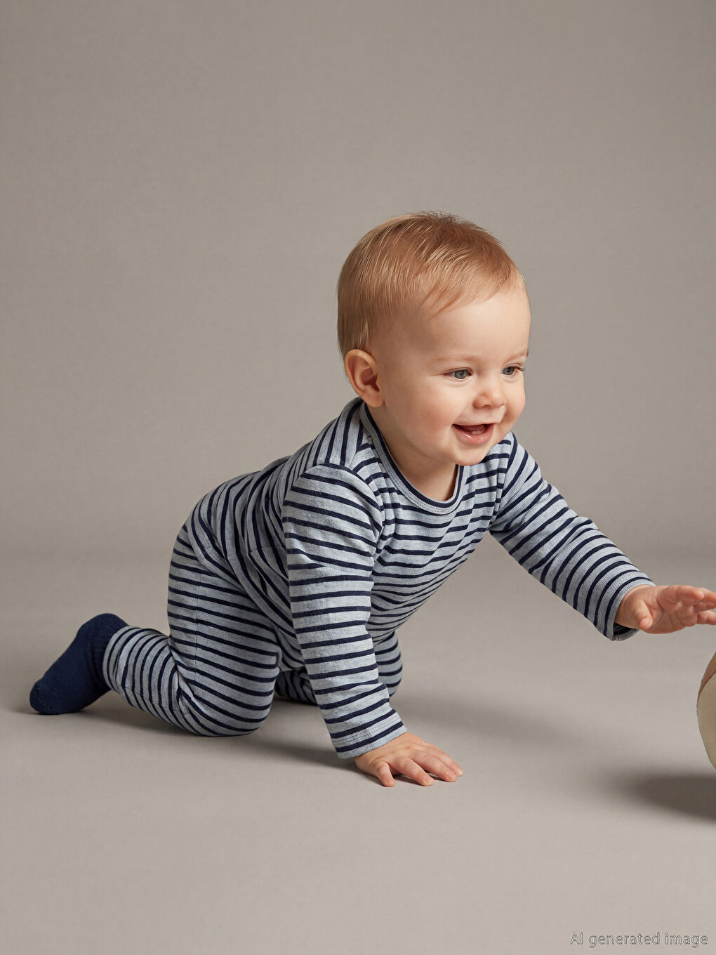 Mavi Bisiklet Yaka Çizgili Erkek Bebek Pijama Takımı