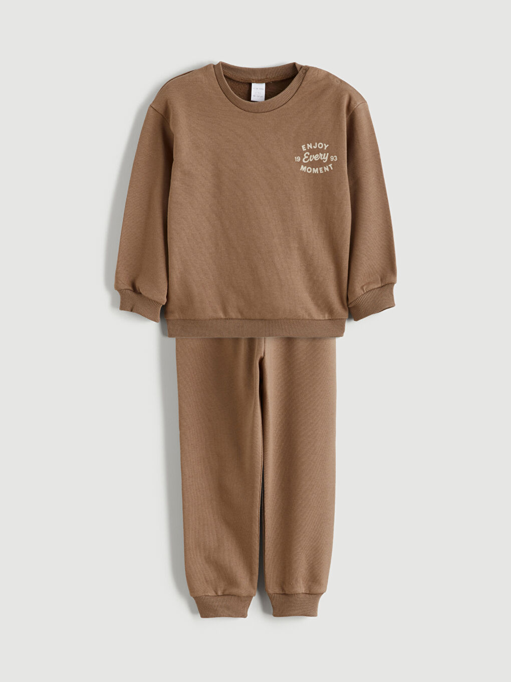 Kahverengi Baskılı Erkek Bebek Sweatshirt ve Eşofman Altı