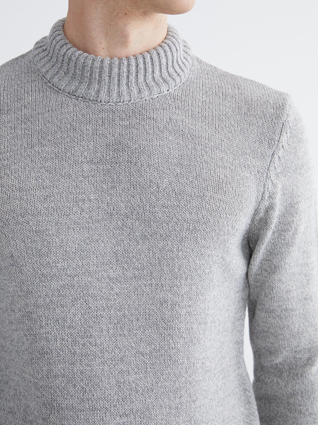 Gri Yarım Balıkçı Yaka Erkek Triko Kazak-2