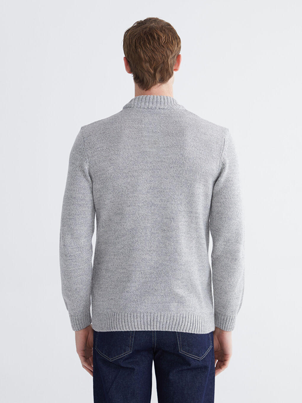 Gri Yarım Balıkçı Yaka Erkek Triko Kazak-3