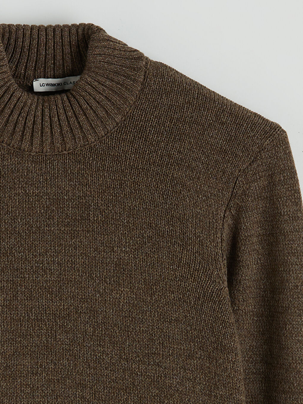 Kahverengi Yarım Balıkçı Yaka Erkek Triko Kazak-5