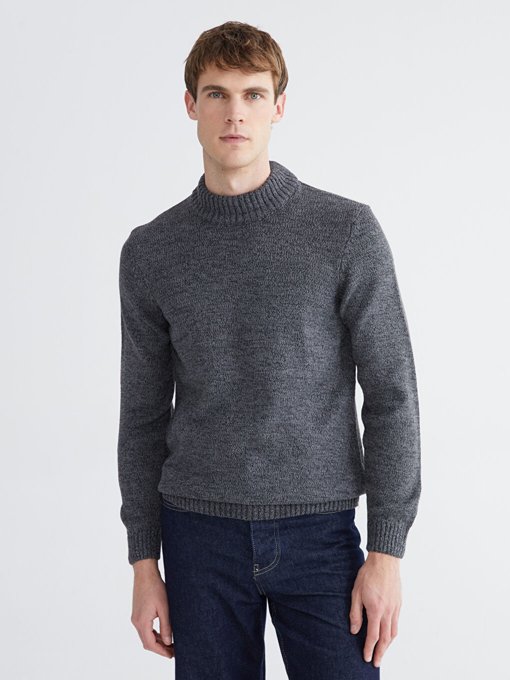 Antrasit Yarım Balıkçı Yaka Erkek Triko Kazak-2