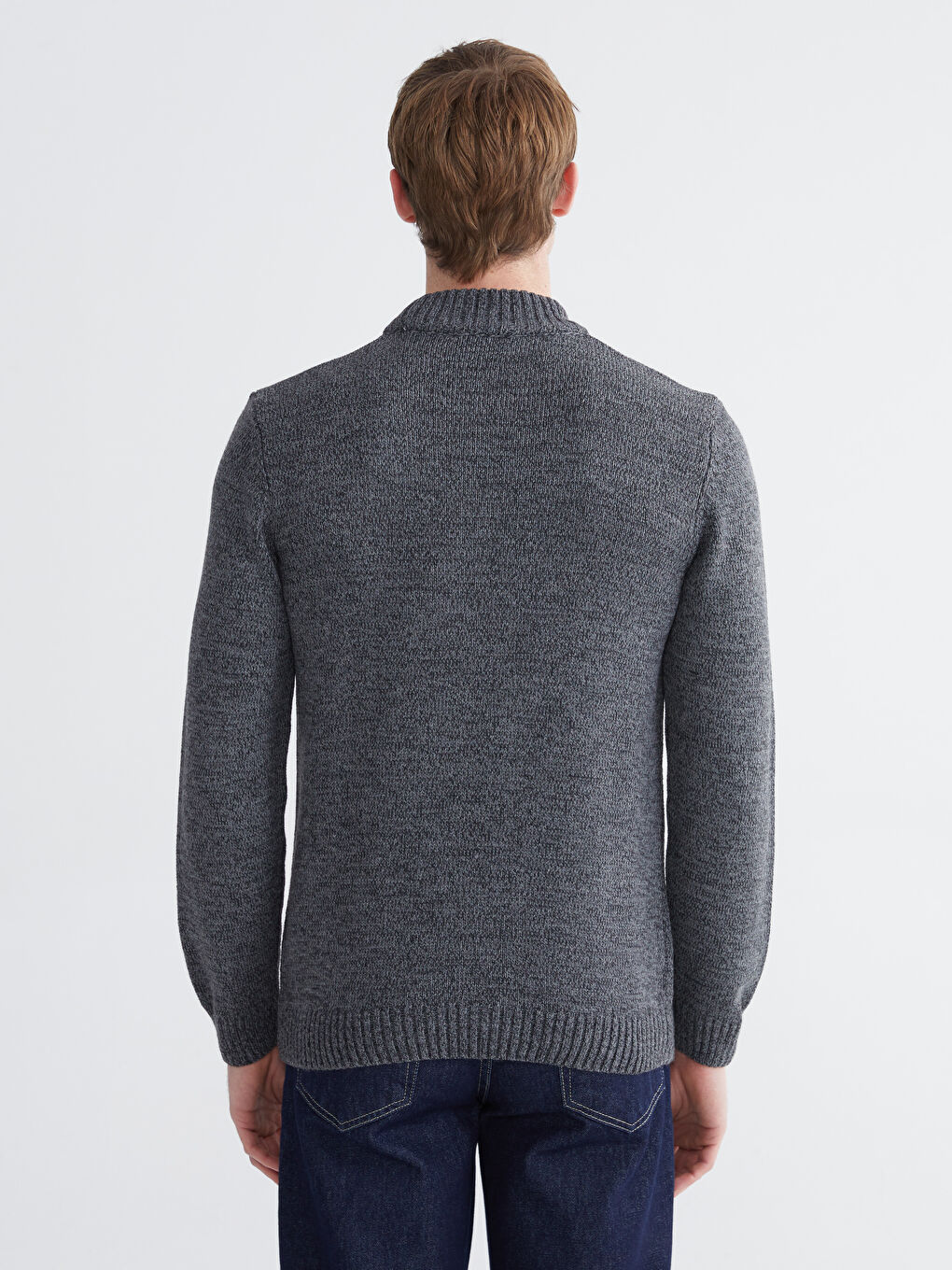 Antrasit Yarım Balıkçı Yaka Erkek Triko Kazak-3