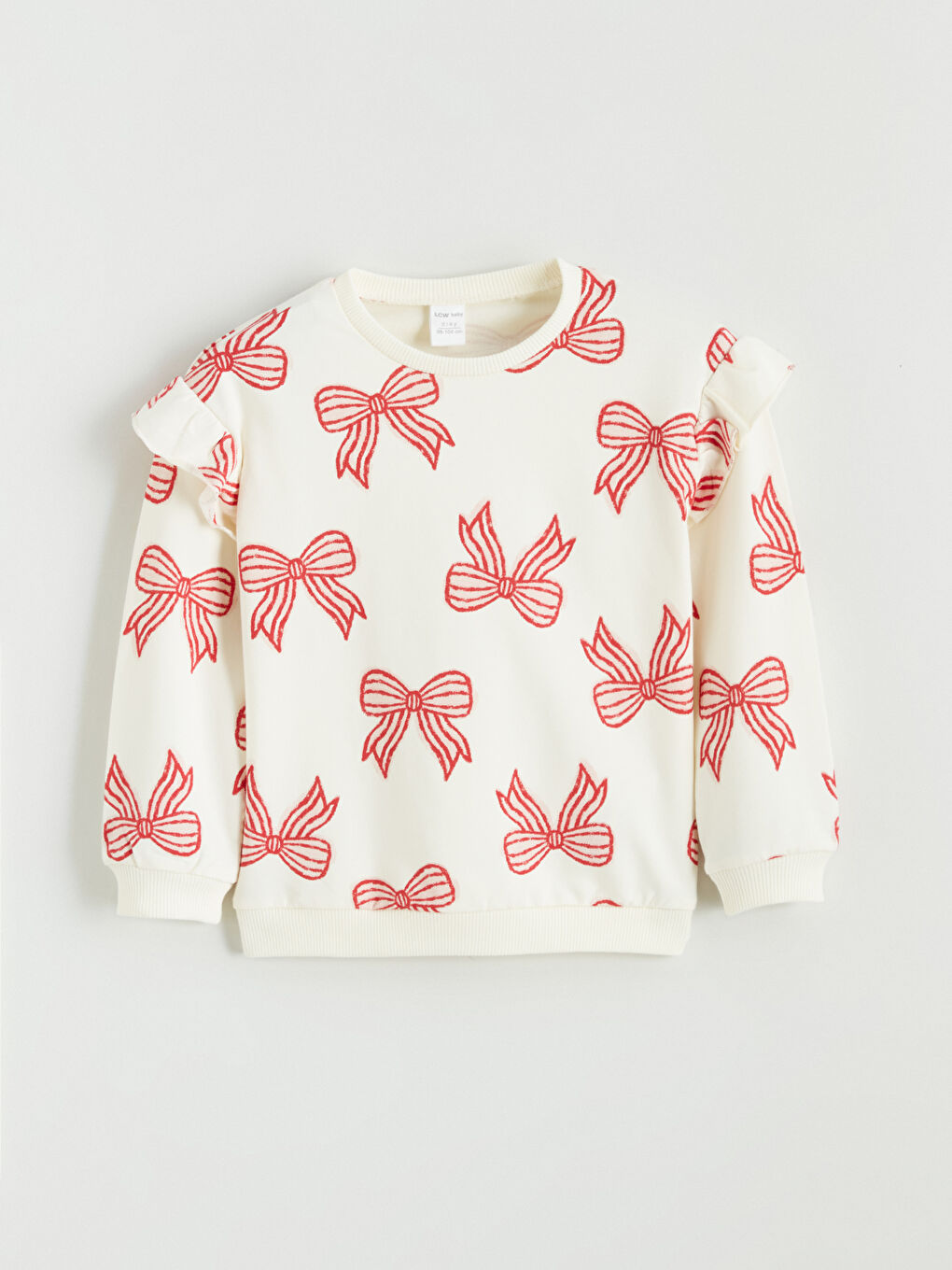 Crew Neck Patterned Baby Girl Sweatshirt
