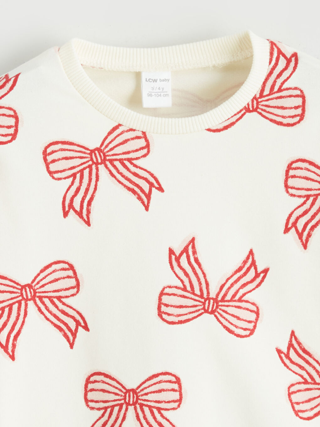 Crew Neck Patterned Baby Girl Sweatshirt-1