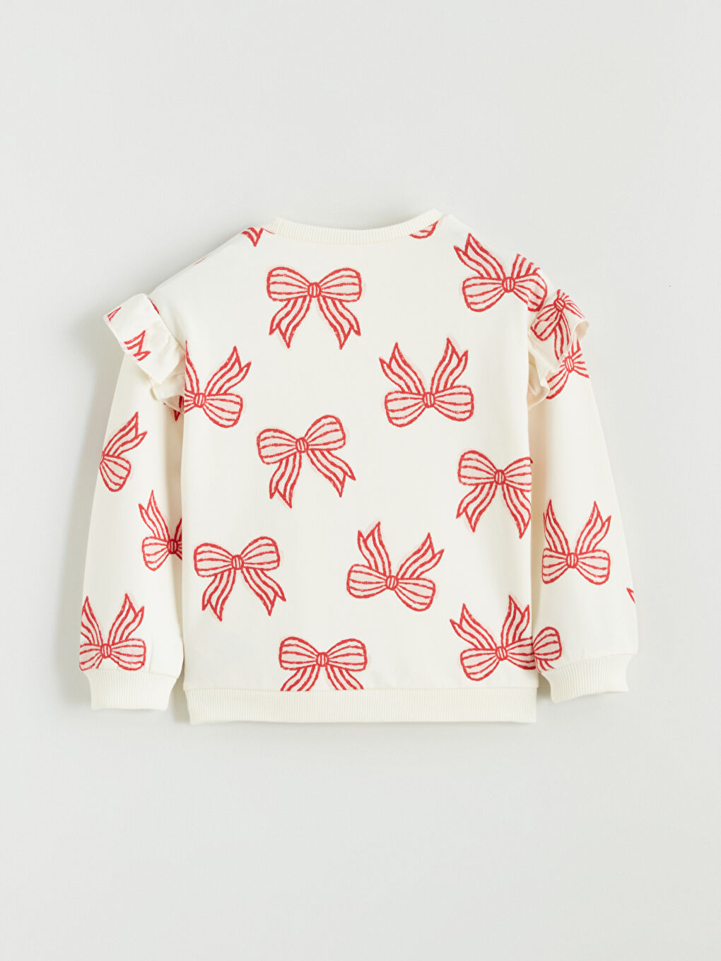 Crew Neck Patterned Baby Girl Sweatshirt-2
