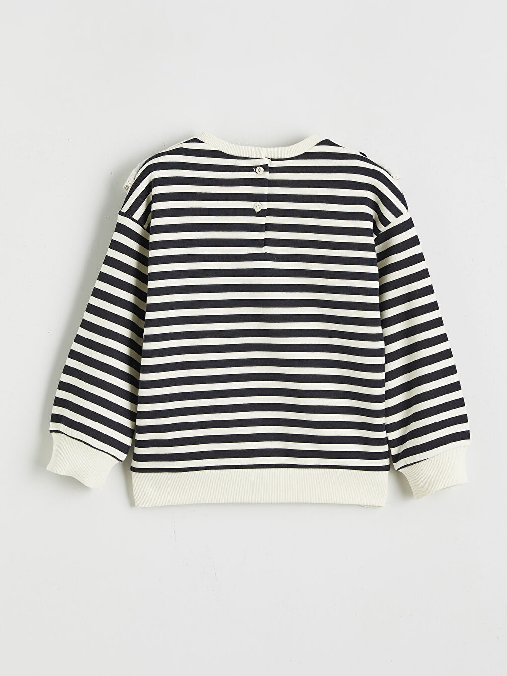 Siyah Bebe Yaka Çizgili Kız Çocuk Sweatshirt ve Tayt-2