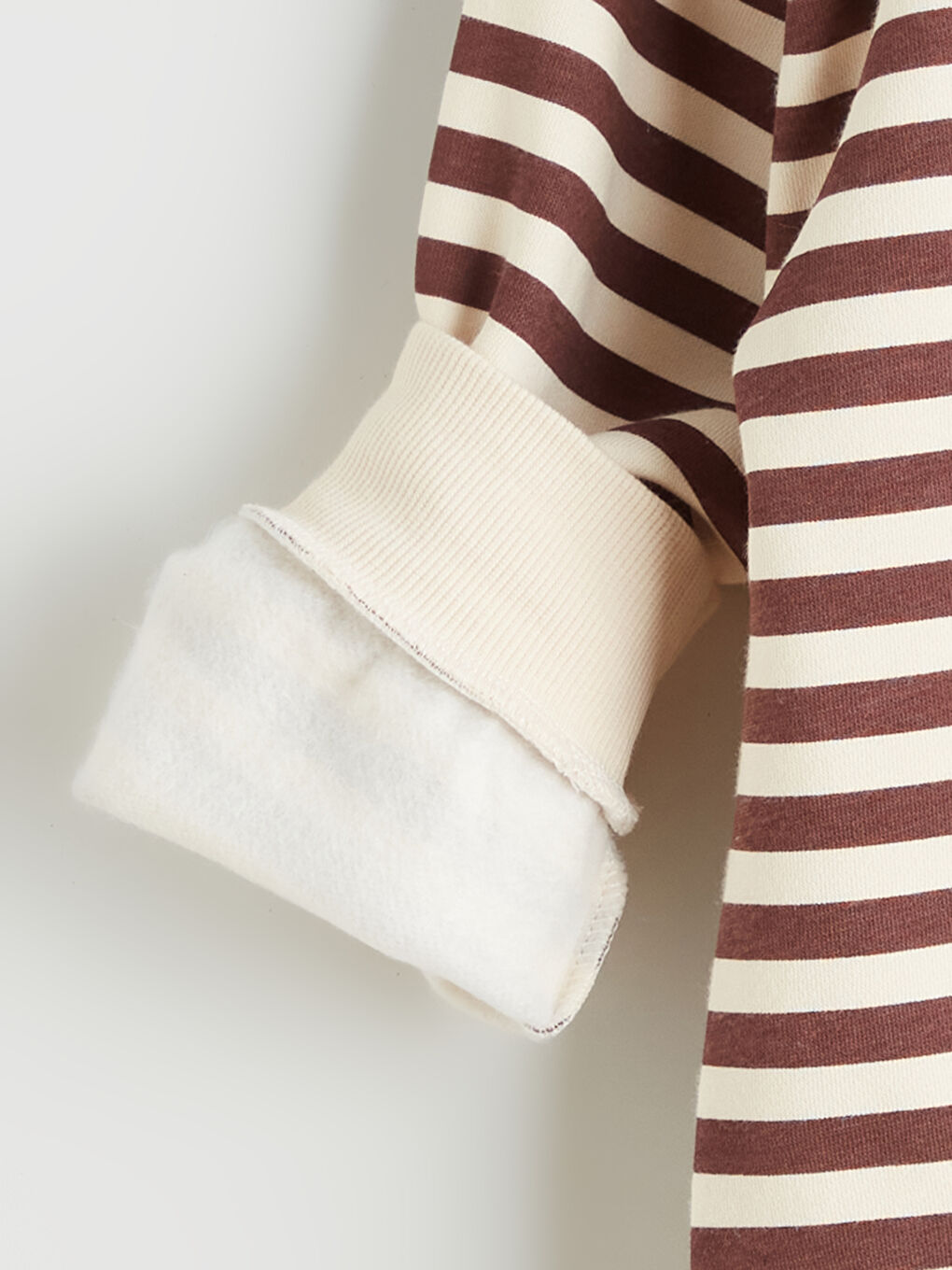 Kahverengi Bebe Yaka Çizgili Kız Çocuk Sweatshirt ve Tayt-3