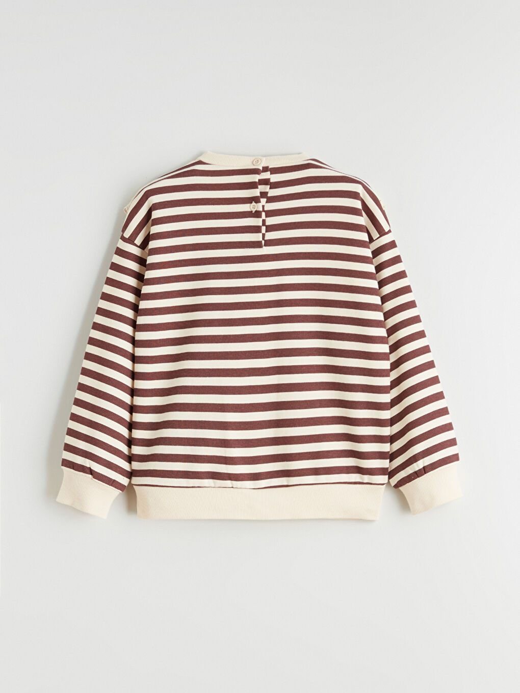 Kahverengi Bebe Yaka Çizgili Kız Çocuk Sweatshirt ve Tayt-4