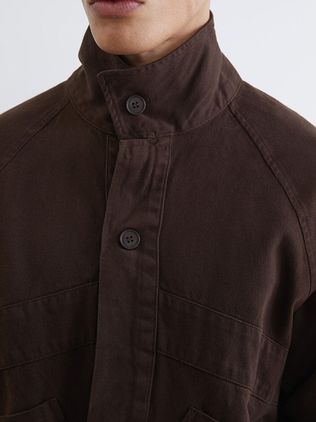 Kahverengi Rahat Kalıp Uzun Kollu Erkek Gömlek Ceket-2