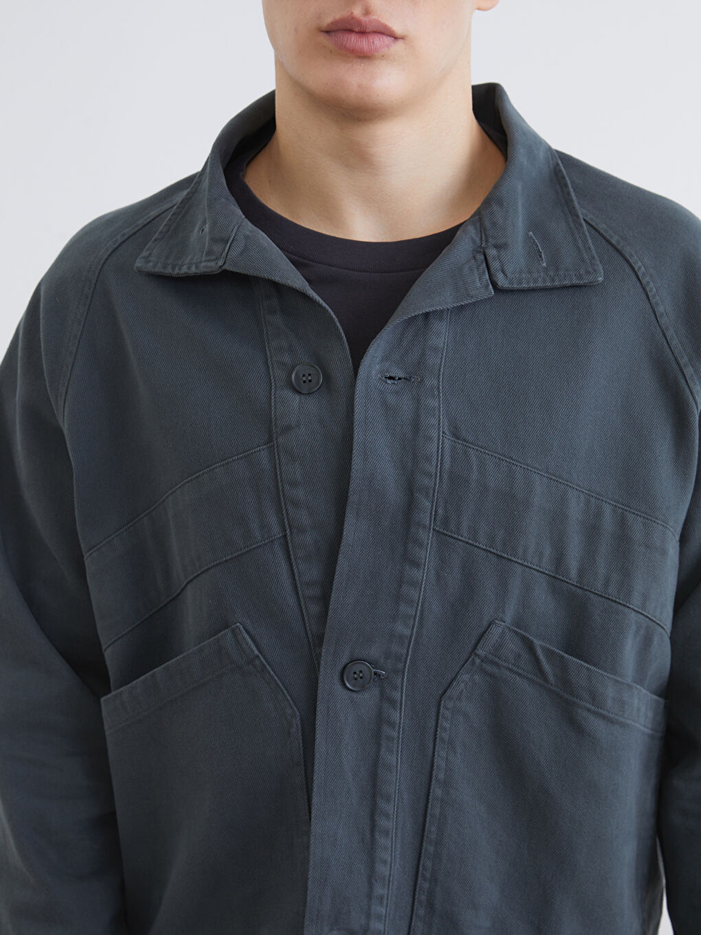 Relaxed Fit Long Sleeve Men's Shirt Jacket-2