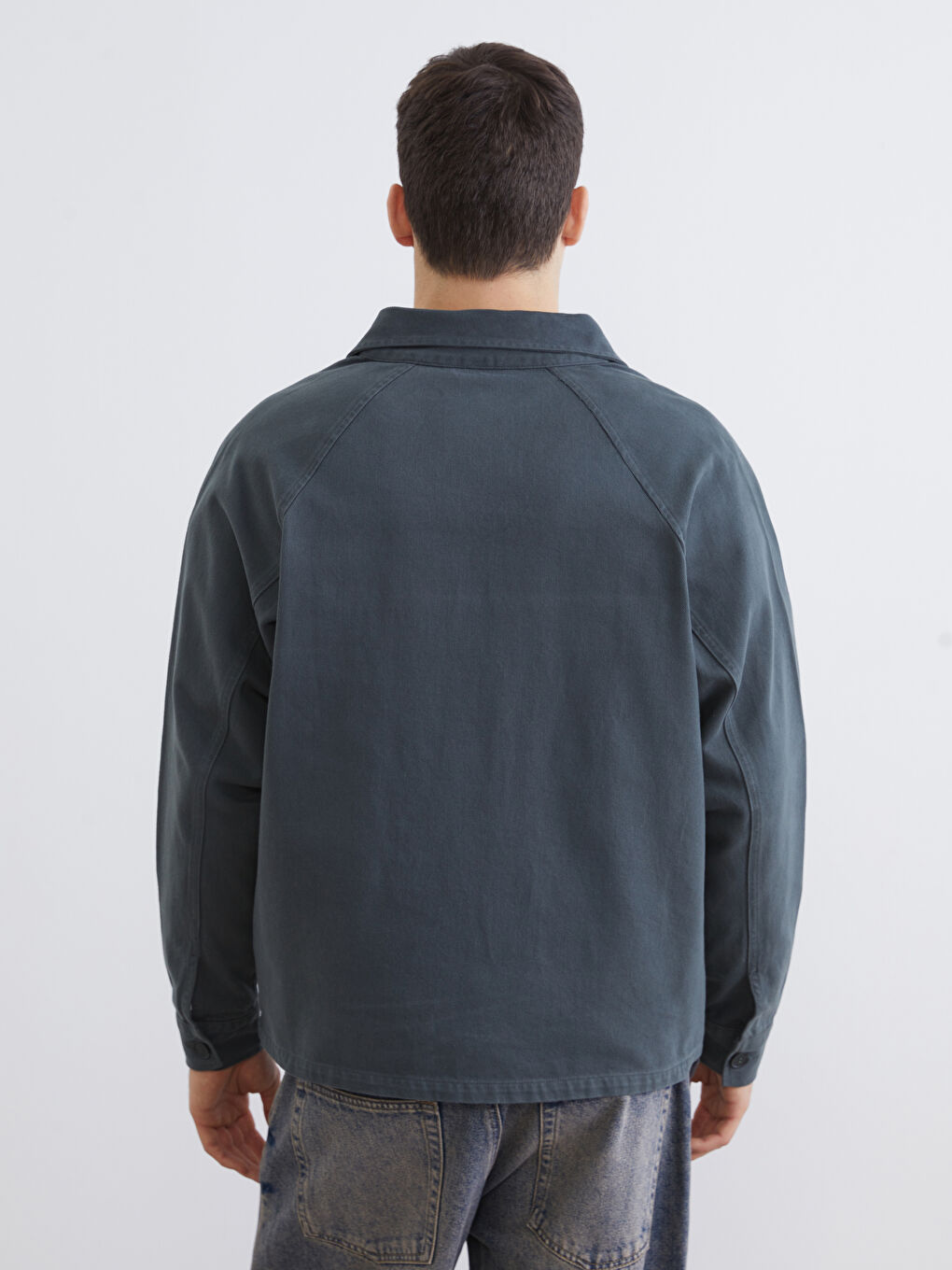 Relaxed Fit Long Sleeve Men's Shirt Jacket-3