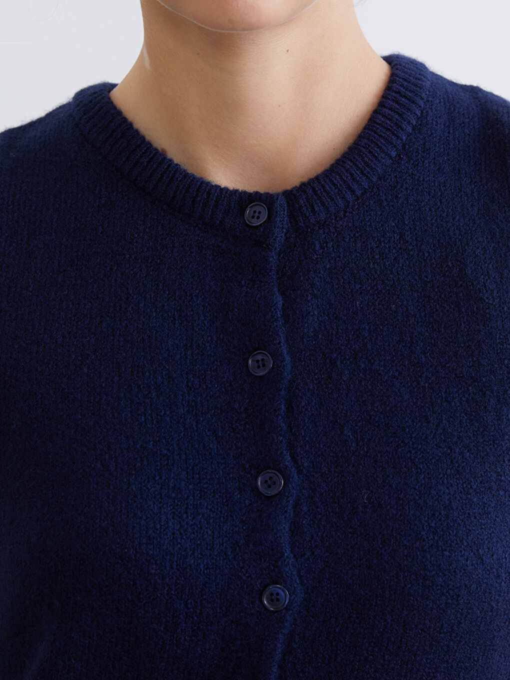 Lacivert Bisiklet Yaka Kadın Triko Yelek-2