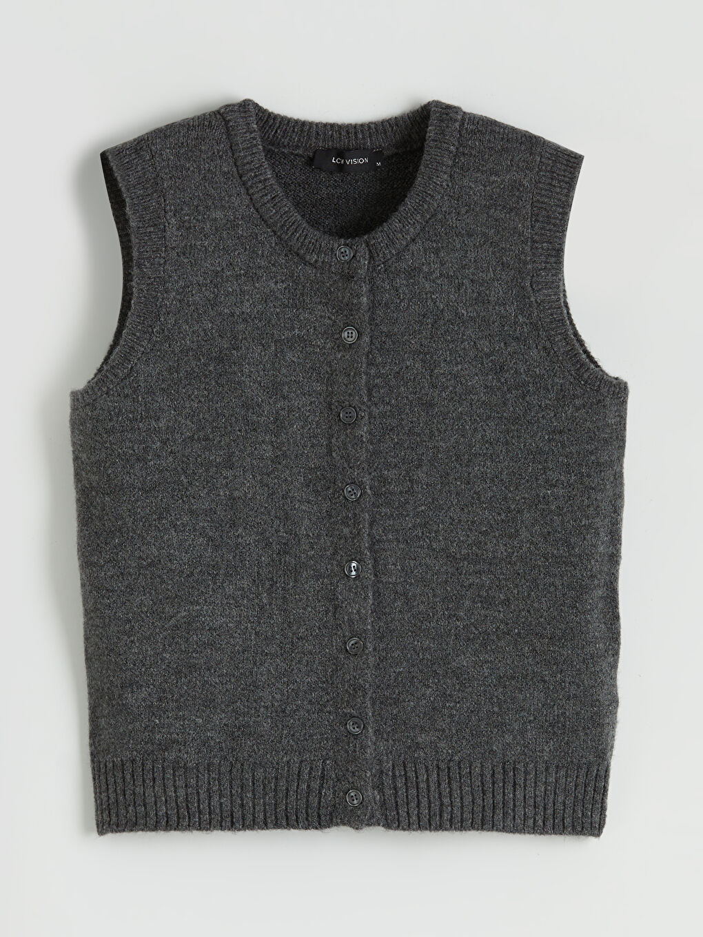 Antrasit Bisiklet Yaka Kadın Triko Yelek-4