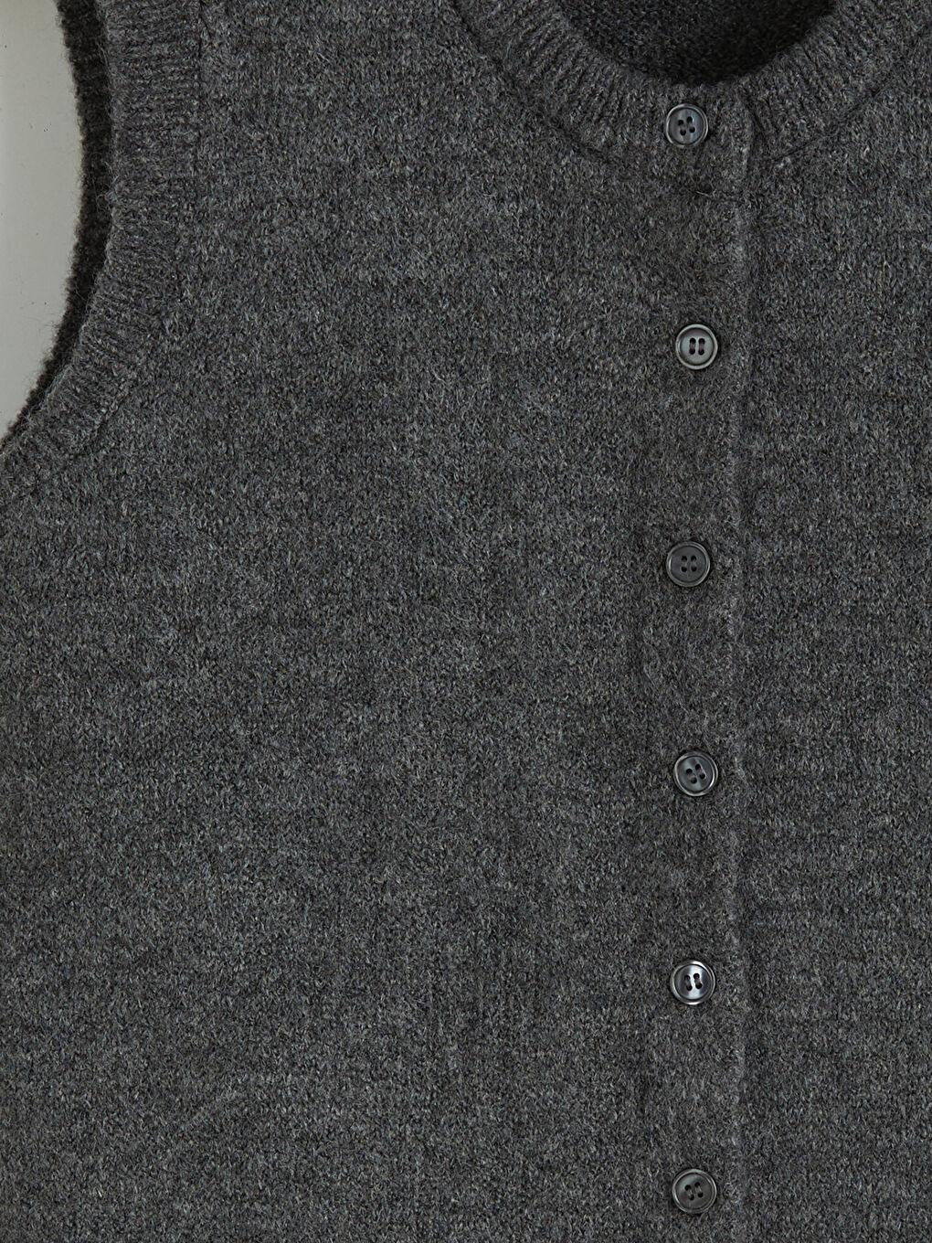 Antrasit Bisiklet Yaka Kadın Triko Yelek-5