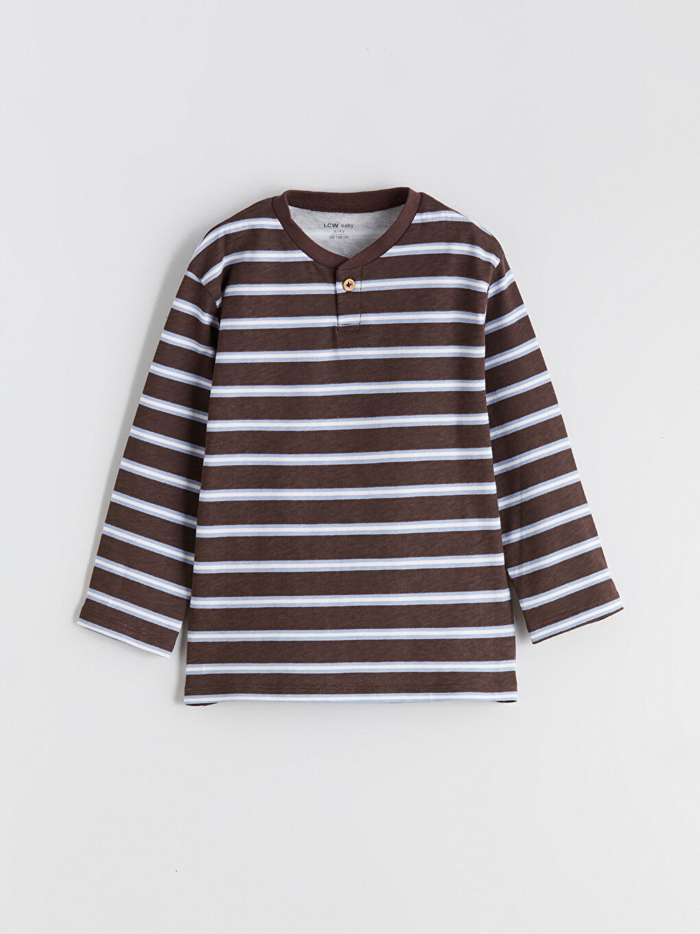 Kahverengi Bisiklet Yaka Çizgili Erkek Bebek Pijama Takımı-1