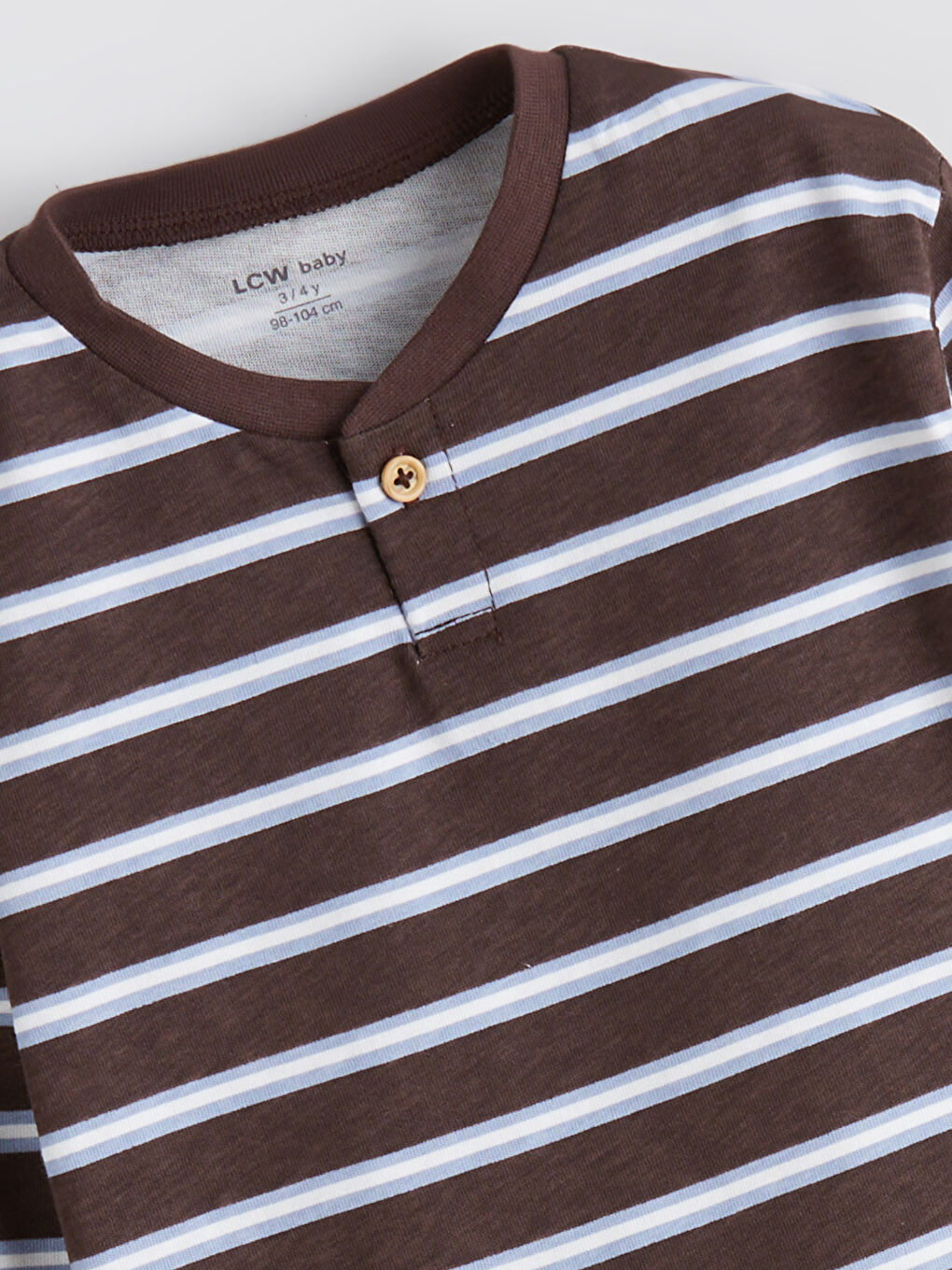 Kahverengi Bisiklet Yaka Çizgili Erkek Bebek Pijama Takımı-2