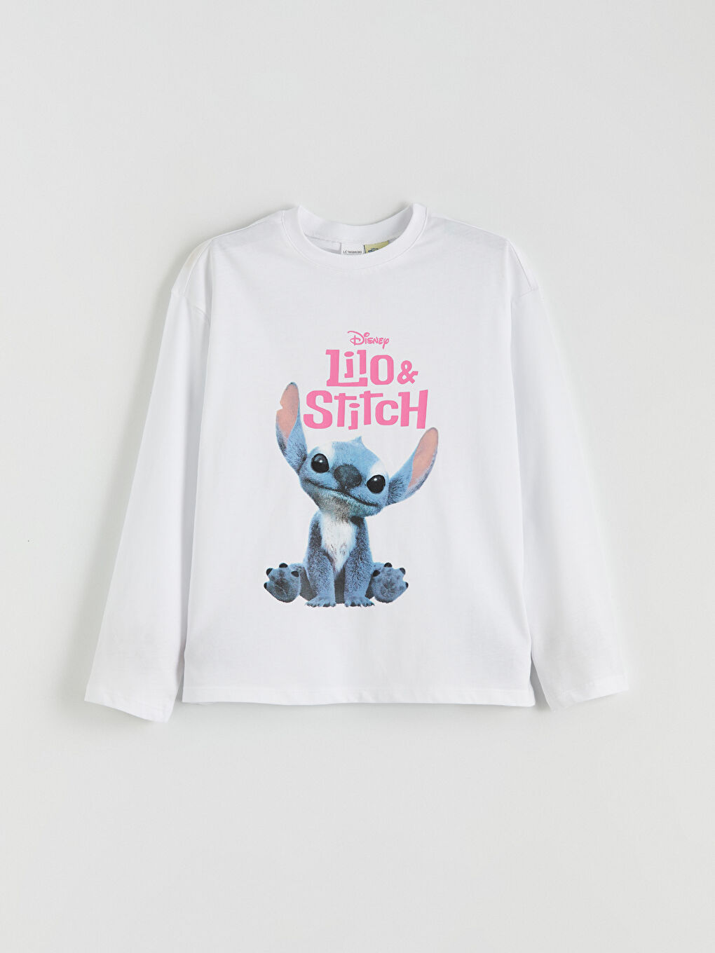 Beyaz Bisiklet Yaka Stitch Baskılı Kız Çocuk Pijama Üst