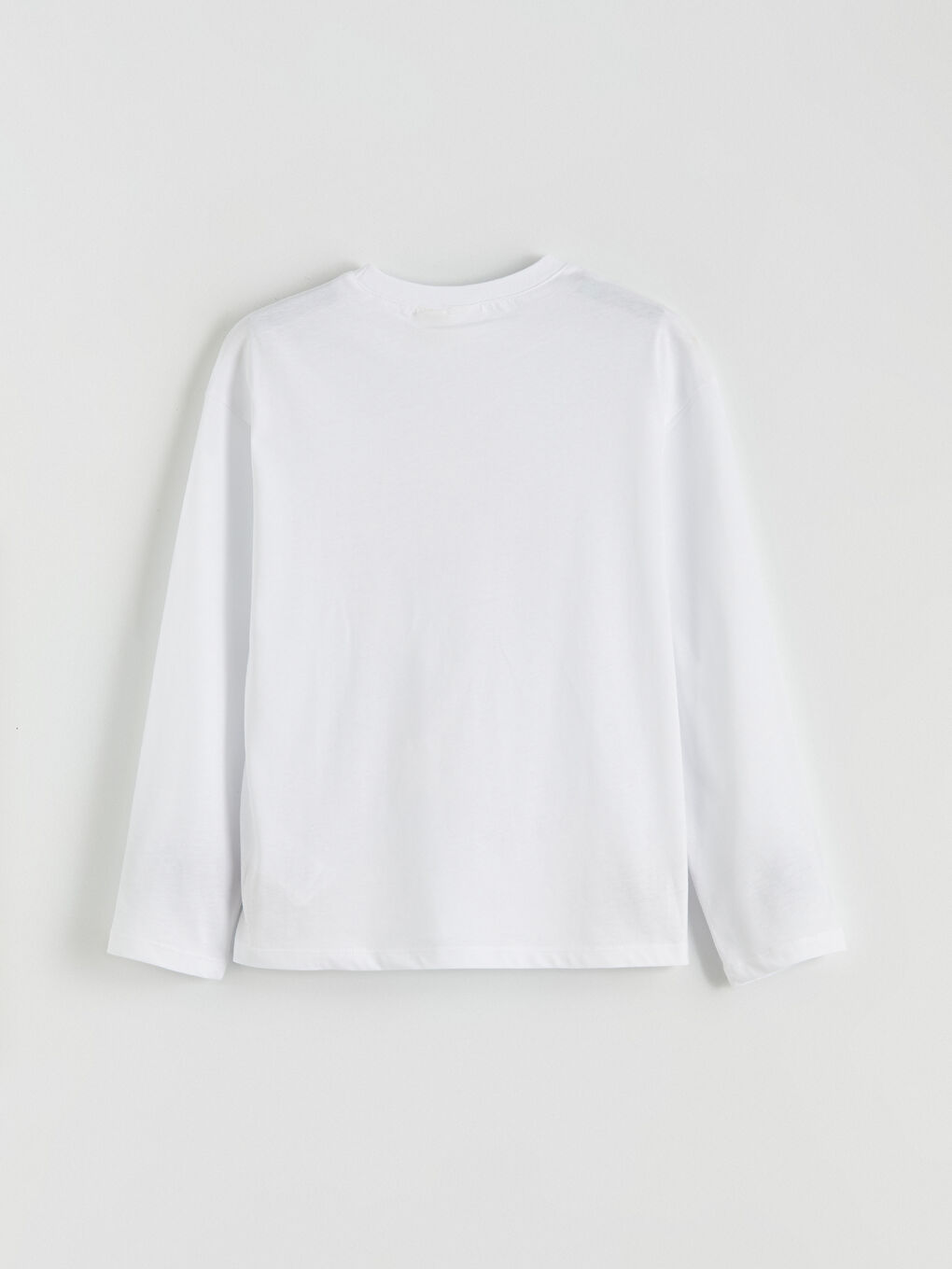 Beyaz Bisiklet Yaka Stitch Baskılı Kız Çocuk Pijama Üst-1