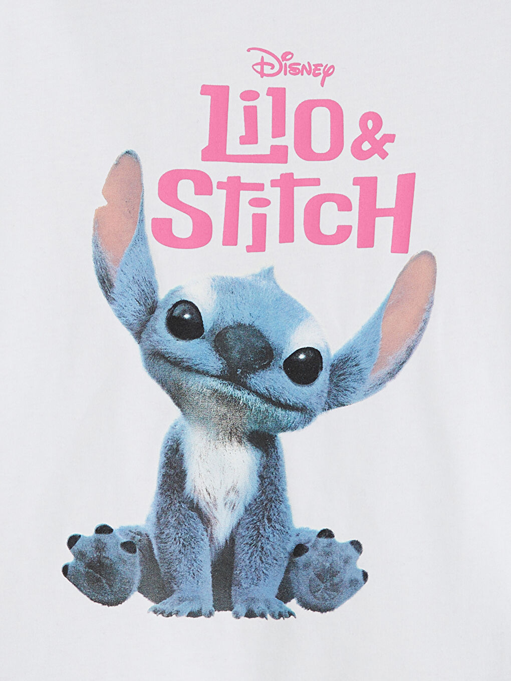 Beyaz Bisiklet Yaka Stitch Baskılı Kız Çocuk Pijama Üst-2