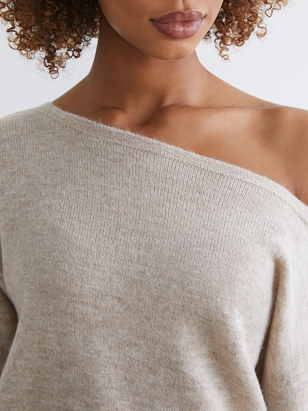 Slash Neck Oversize Women's Knitwear Sweater-2