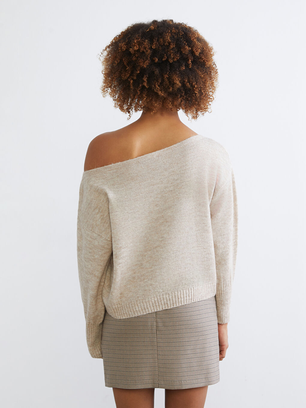 Slash Neck Oversize Women's Knitwear Sweater-3