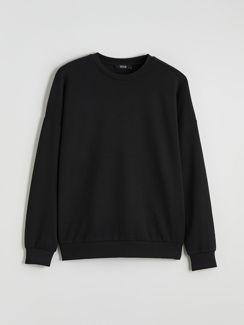 Siyah Bisiklet Yaka Oversize Kadın Sweatshirt-4