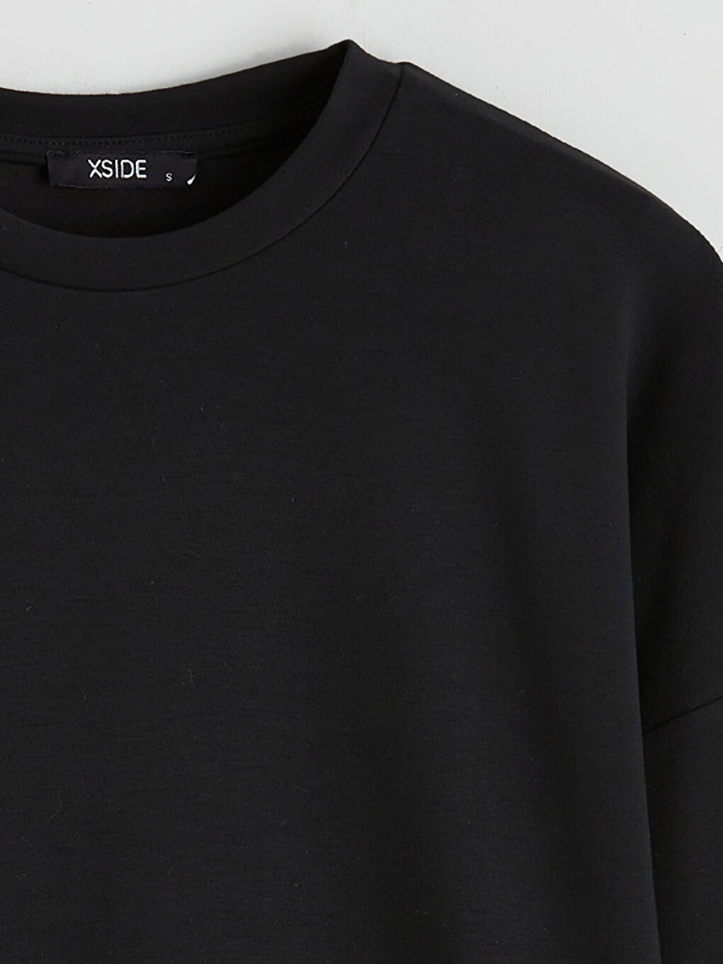 Siyah Bisiklet Yaka Oversize Kadın Sweatshirt-5