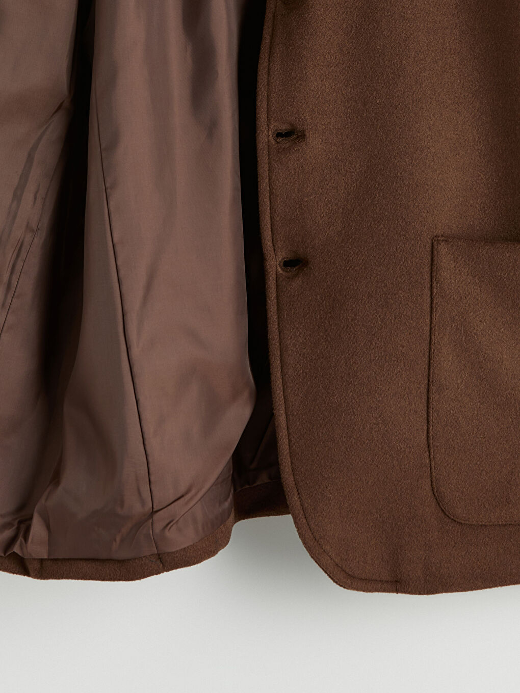 Kahverengi Standart Kalıp Dik Yaka Erkek Kaşe Kaban-6