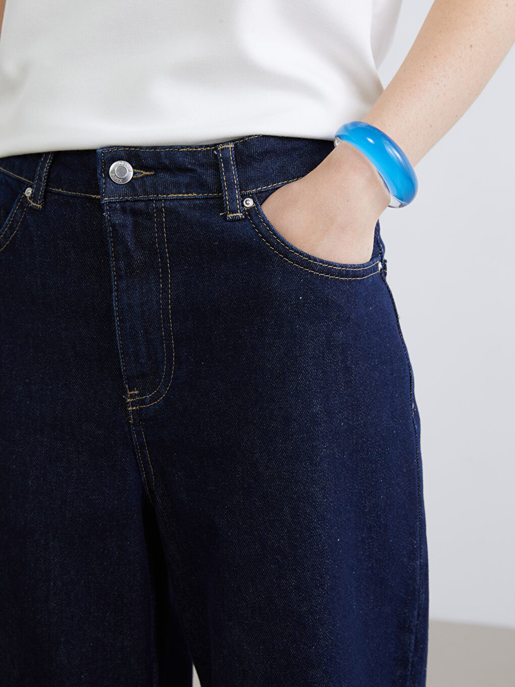 Lacivert Wideleg Kadın Jean Pantolon-2
