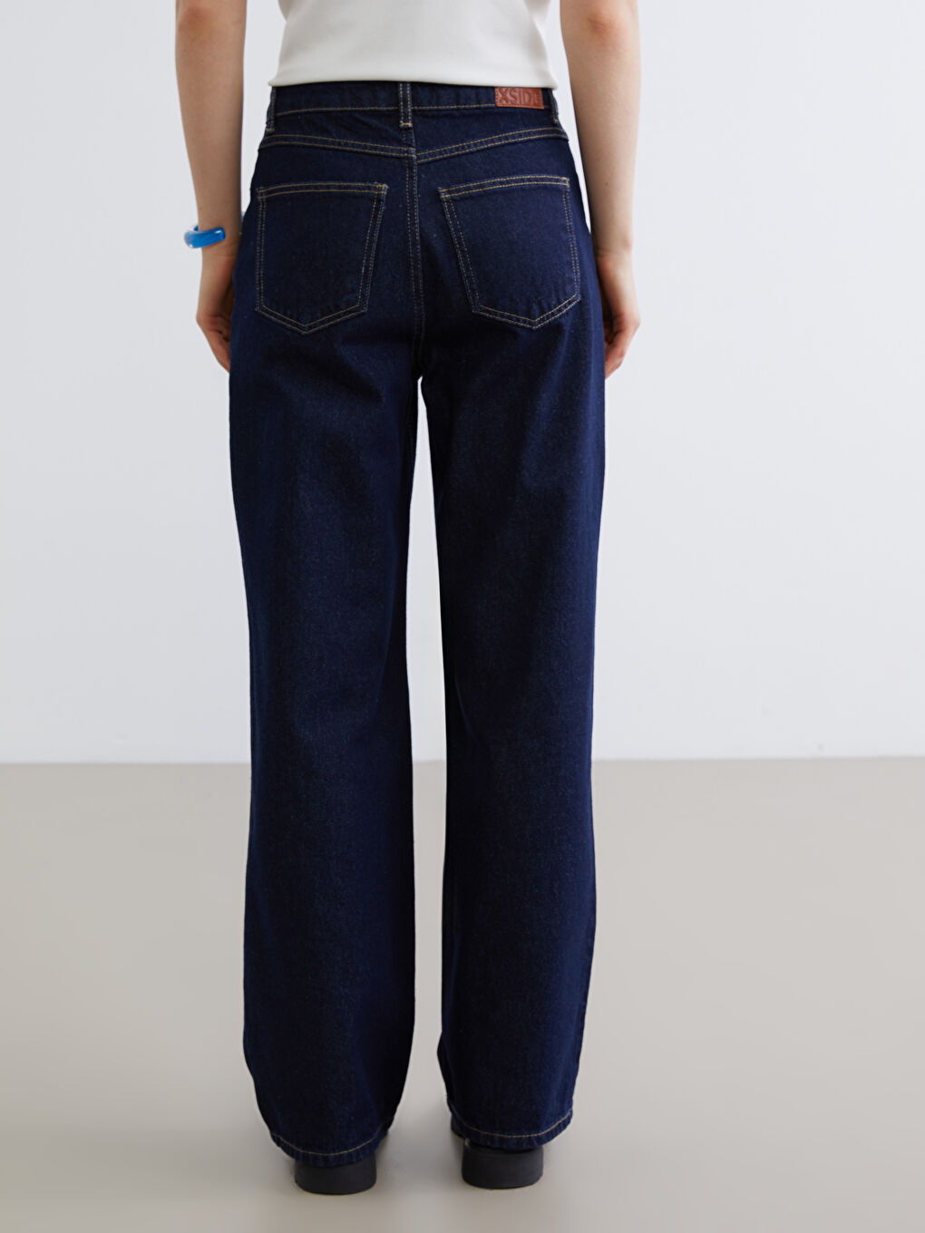 Lacivert Wideleg Kadın Jean Pantolon-3