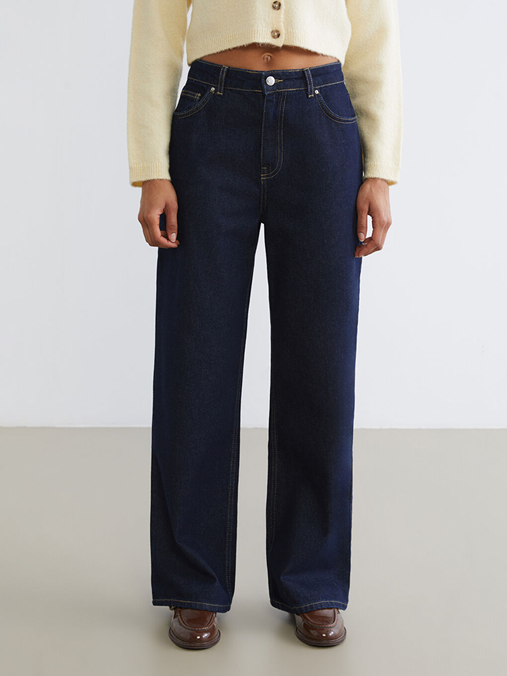 Jeans für Damen mit weitem Bein-1