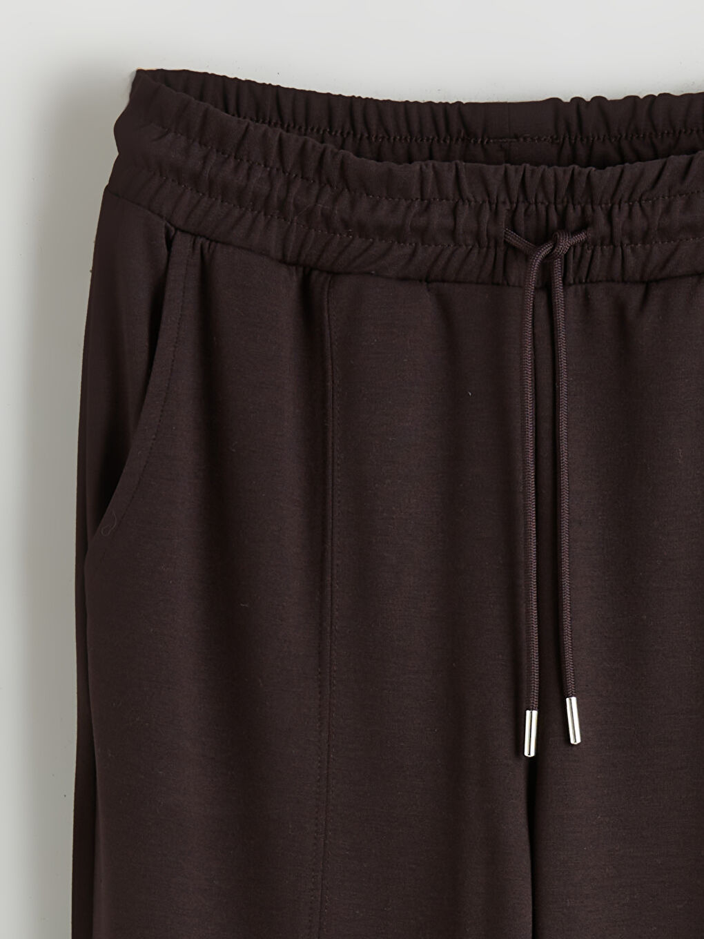 Kahverengi Beli Lastikli Kadın Jogger Eşofman Altı-1