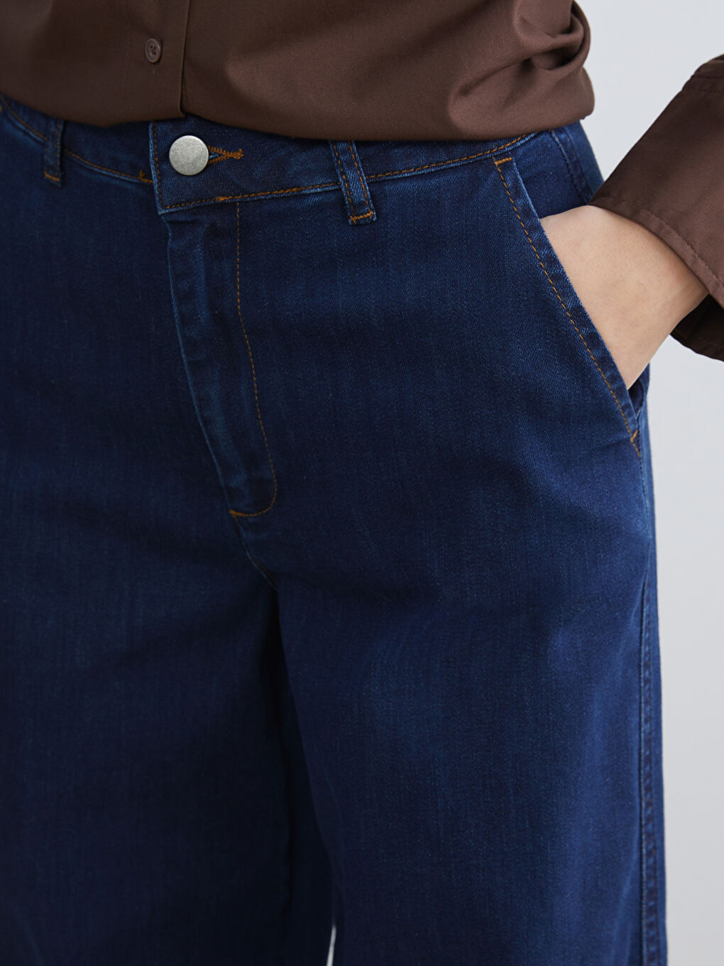 Lacivert Wideleg Kadın Jean Pantolon-2