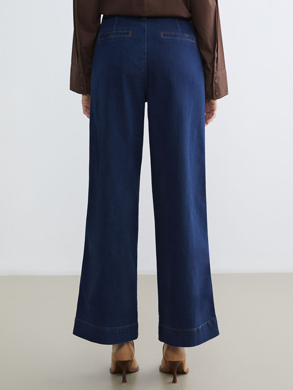 Lacivert Wideleg Kadın Jean Pantolon-3