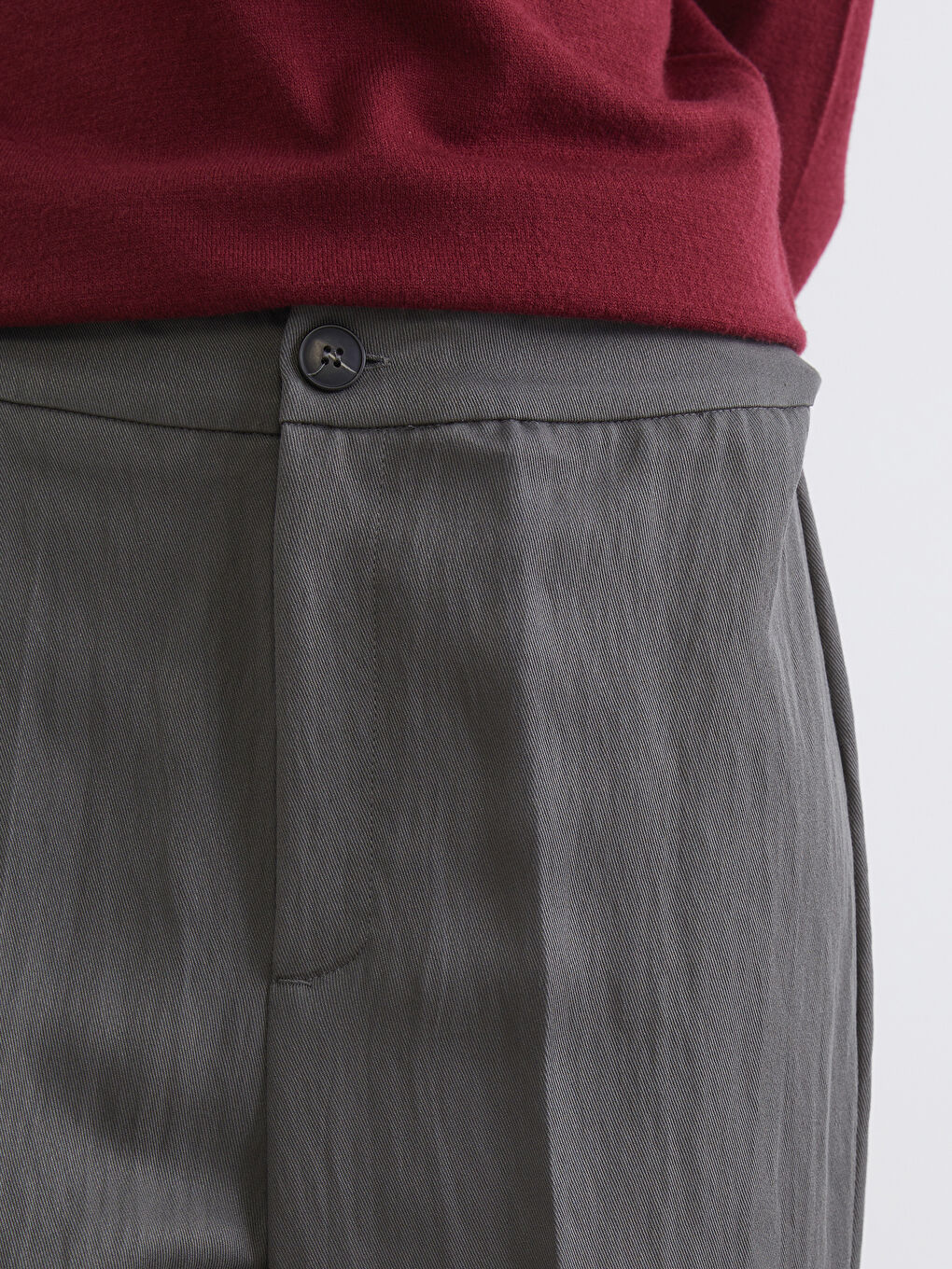 Antrasit Dar Fit Geniş Paça Kadın Pantolon-2