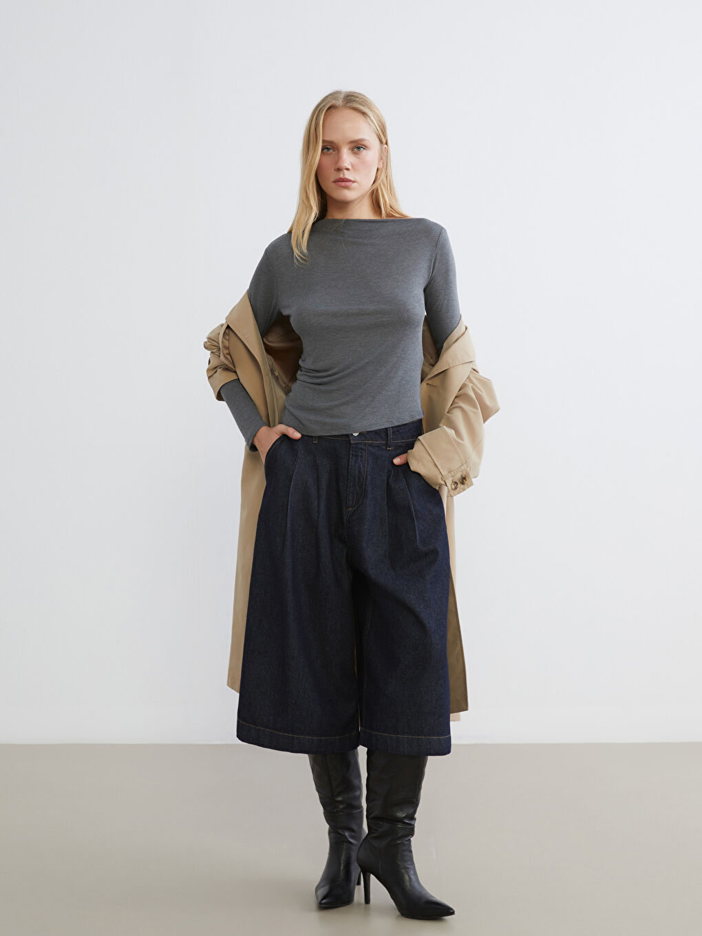 Slash Neck Ruched Blouse-1