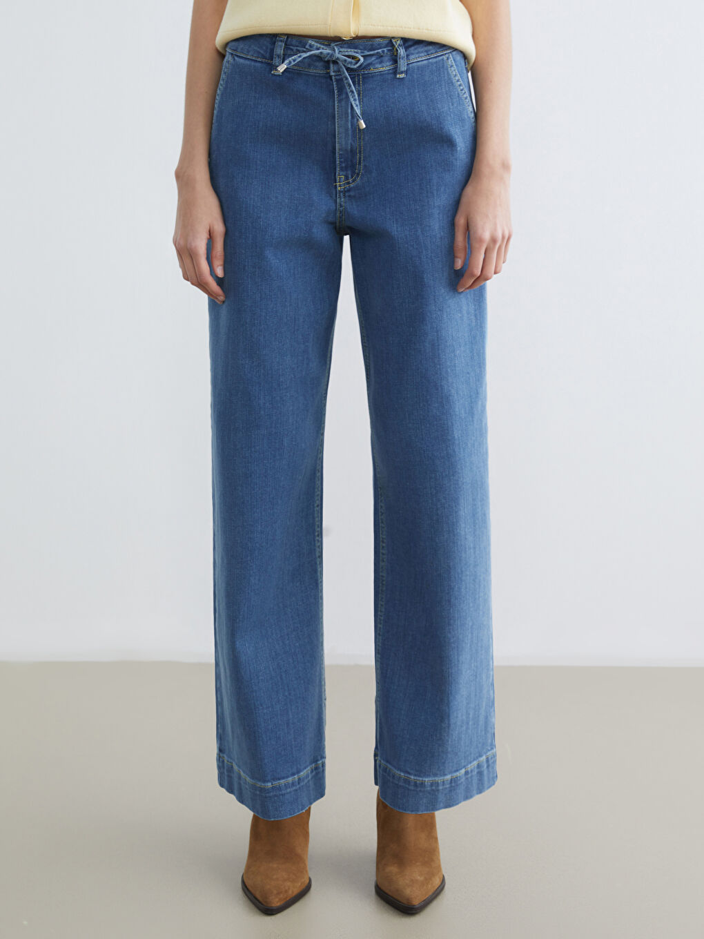 İndigo Wideleg Kadın Jean Pantolon-1