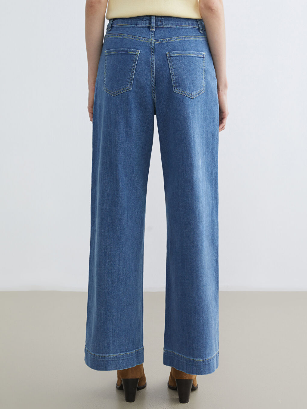 İndigo Wideleg Kadın Jean Pantolon-3