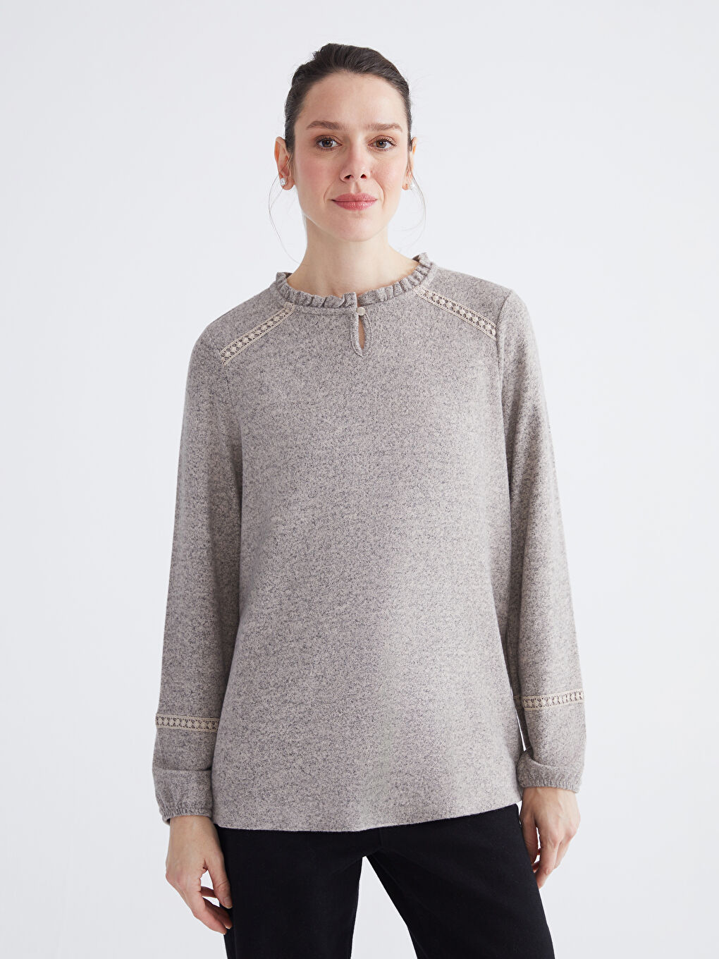 Frilled Crew Neck Blouse