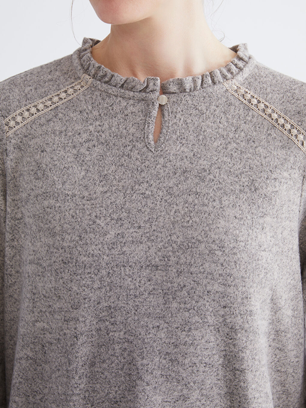 Frilled Crew Neck Blouse-2