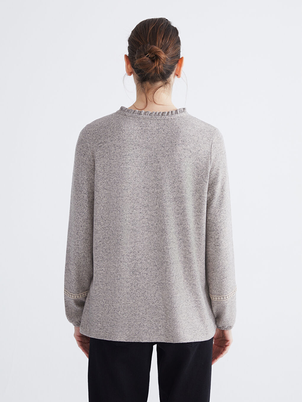 Frilled Crew Neck Blouse-3