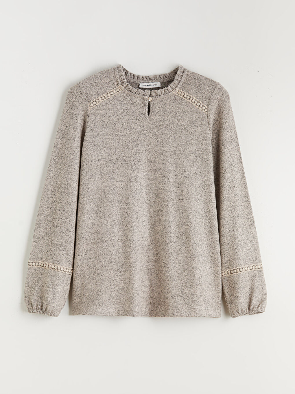 Frilled Crew Neck Blouse-4