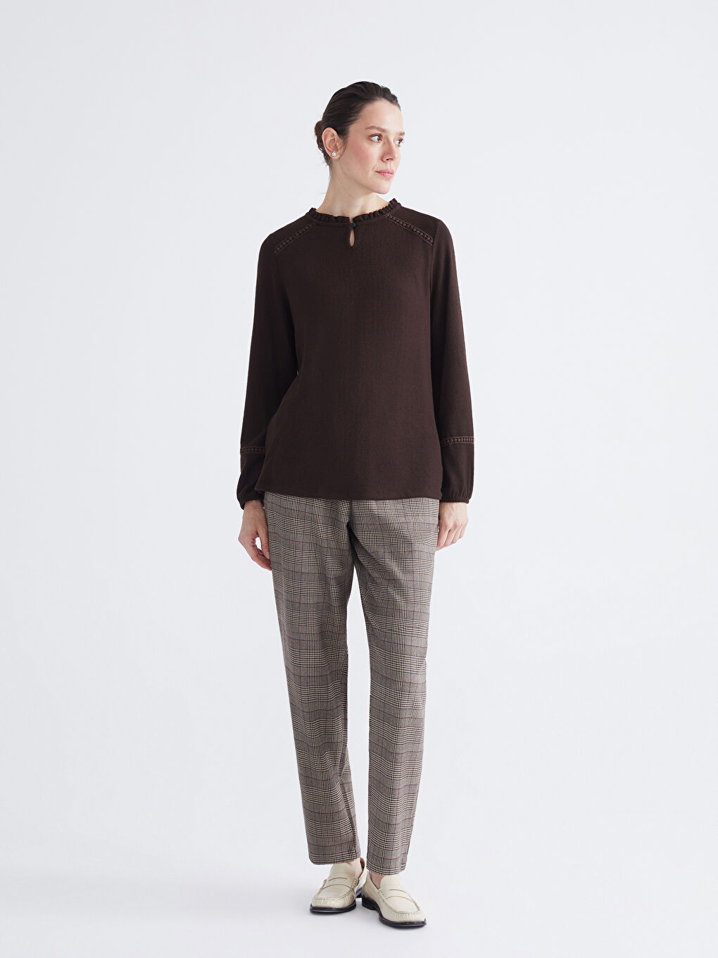 Frilled Crew Neck Blouse-1