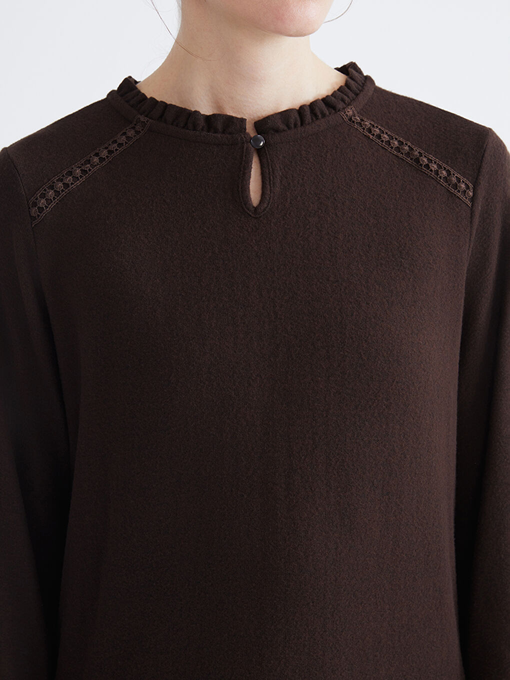 Frilled Crew Neck Blouse-2