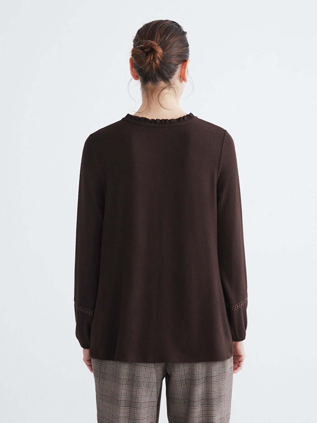 Frilled Crew Neck Blouse-3