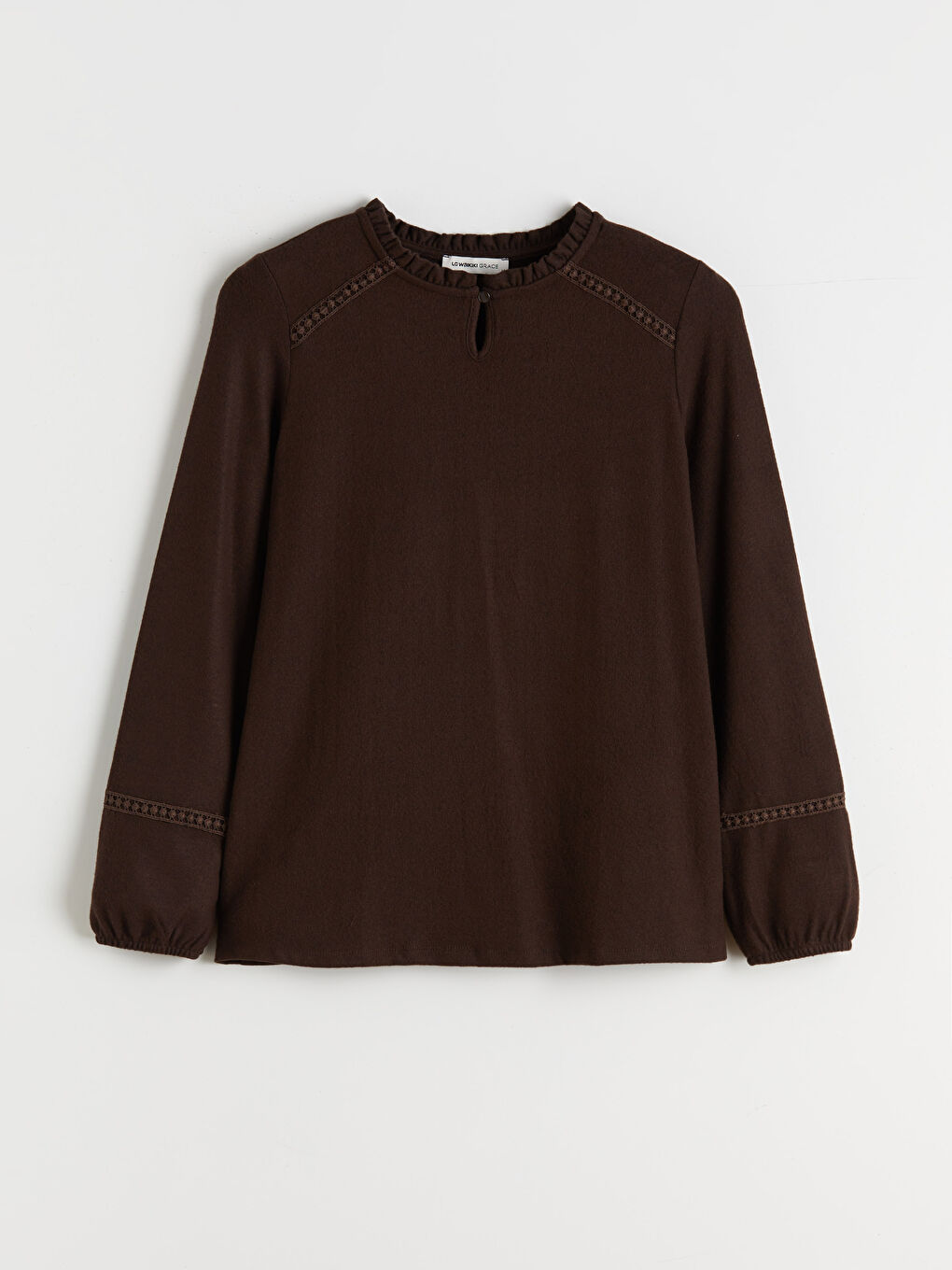 Frilled Crew Neck Blouse-4